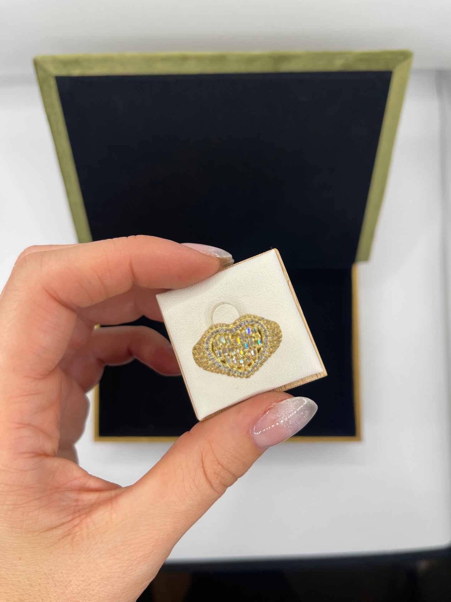 anello cuore brillantini e zirconi