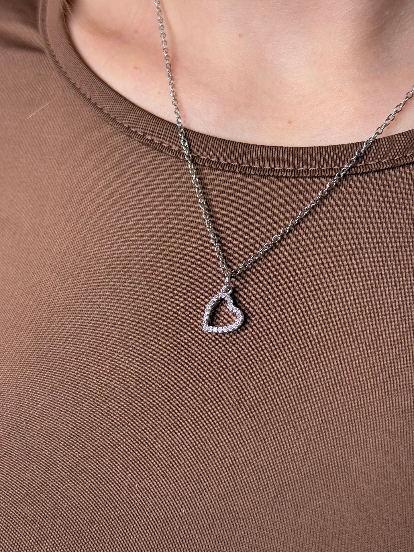 Ciondolo CUOR CON ZIRCONI silver