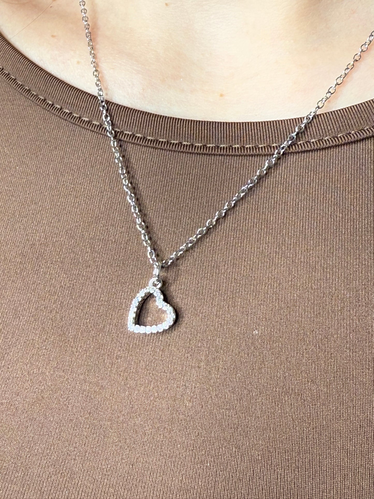 Ciondolo CUOR CON ZIRCONI silver