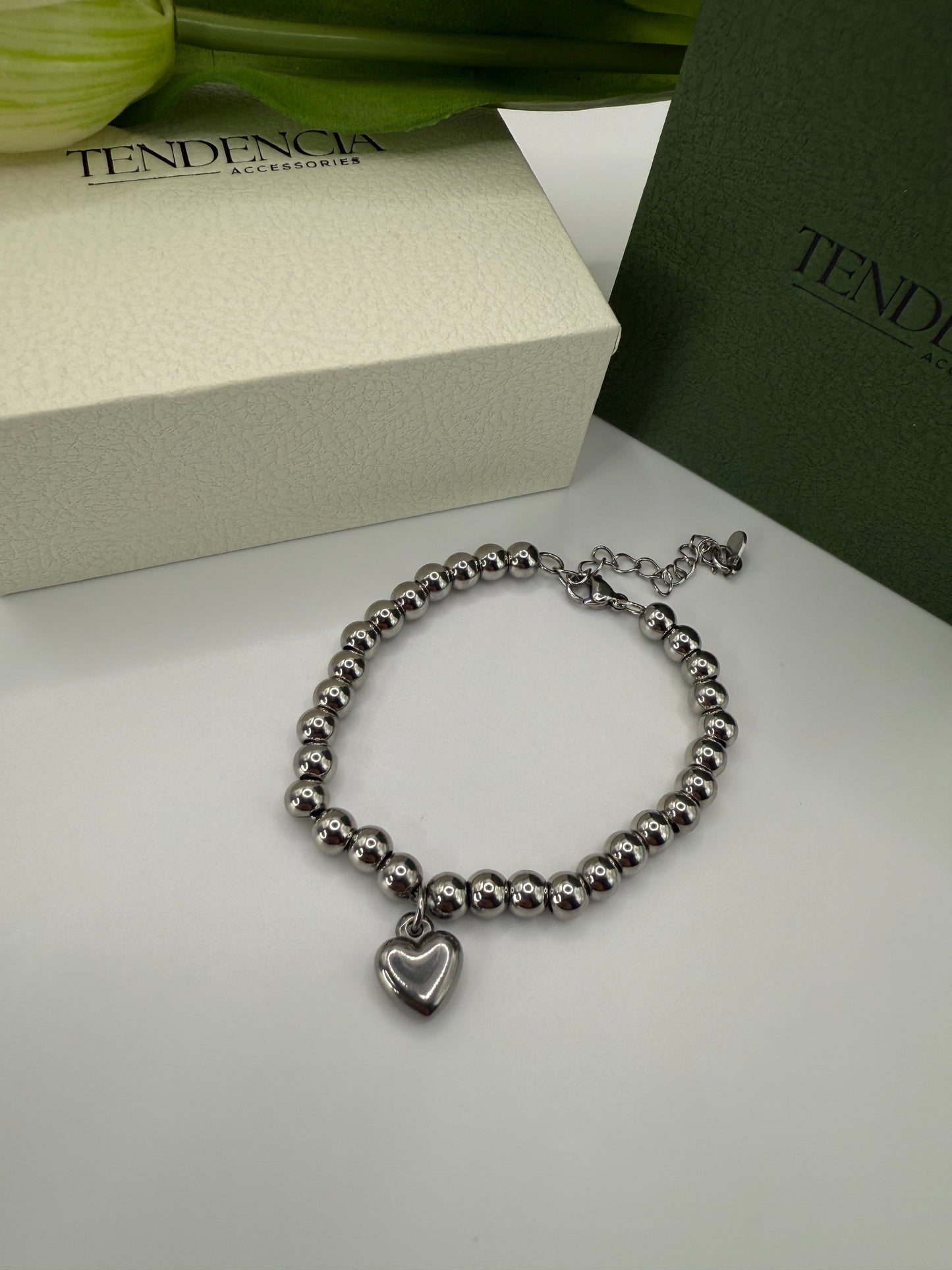 Bracciale SFERE CON CUORE ARGENTO