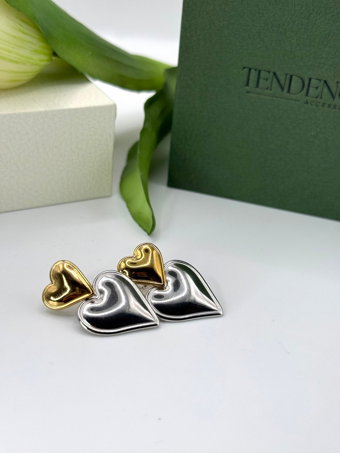 Orecchini CUORE DUO PENDENTI
