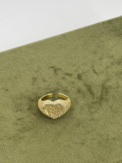 anello cuore brillantini e zirconi