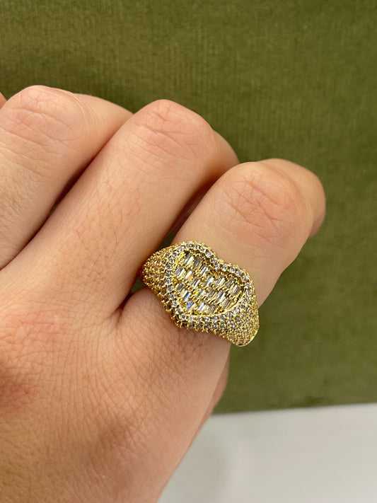 anello cuore brillantini e zirconi