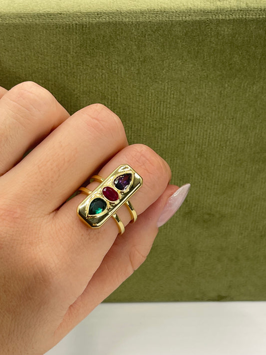 anello etnico pietre colorate