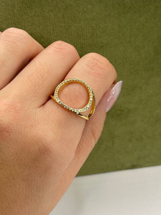 anello circle con zirconi colore oro