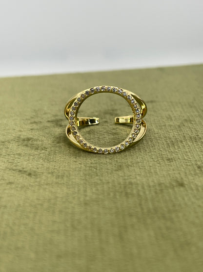 anello circle con zirconi colore oro