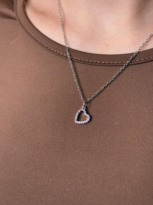 Ciondolo CUOR CON ZIRCONI silver