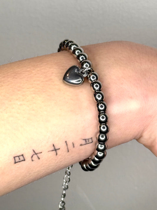 Bracciale SFERE CON CUORE ARGENTO