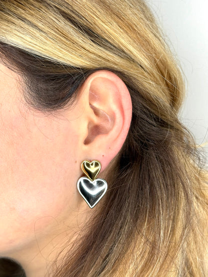Orecchini CUORE DUO PENDENTI