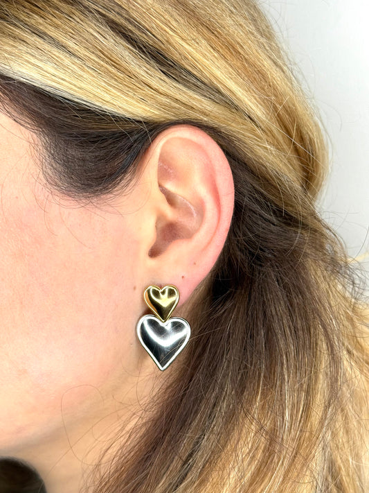 Orecchini CUORE DUO PENDENTI